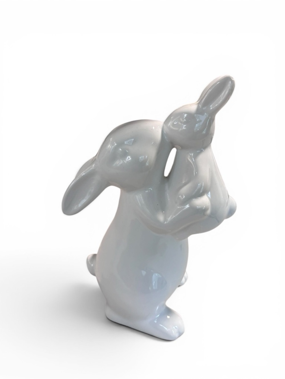 White Ceramic Bunny Figurine - kissing bunnies - Picture 7 of 11